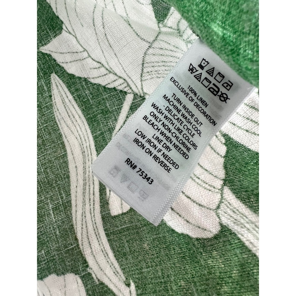 Tahari Womens Green Floral 100% Linen Cropped Blouse Trim Balloon Sleeve Small - Picture 8 of 9